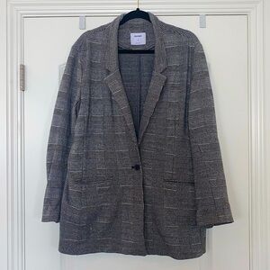 Old Navy Grey and Black Blend Plaid Blazer